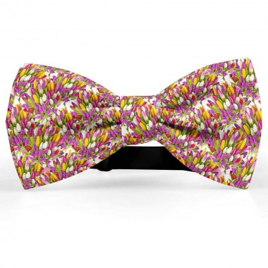 Papion personalizat, flori lalele roz, buchet